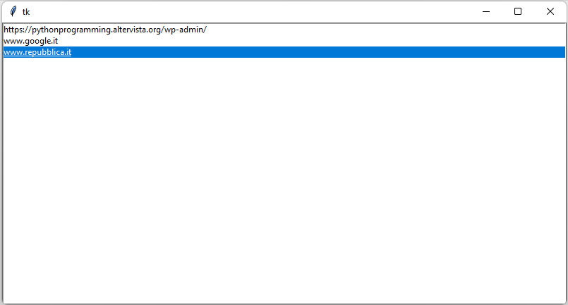 Simple Application to run a link from a list – python programming